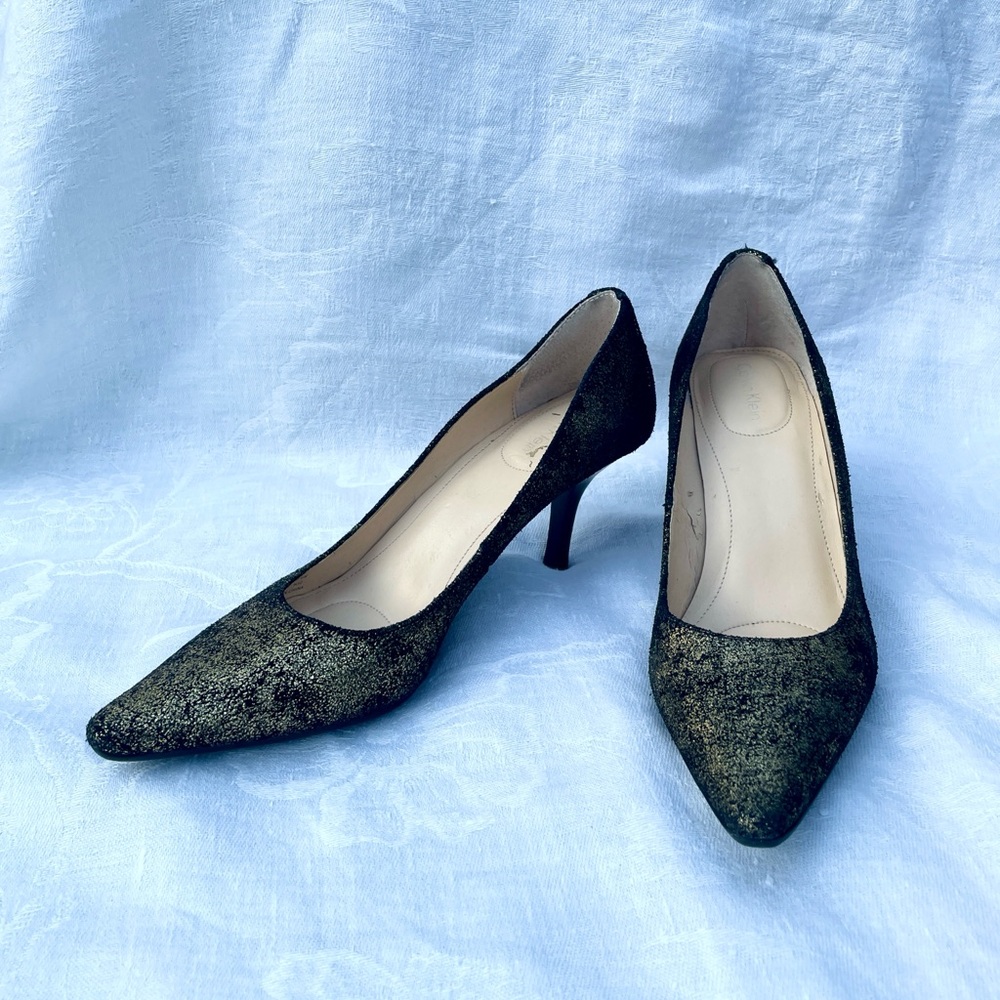 Calvin Klein Black Heels with Glittery Ombré Design